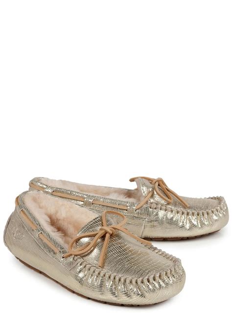 metallic moccasins